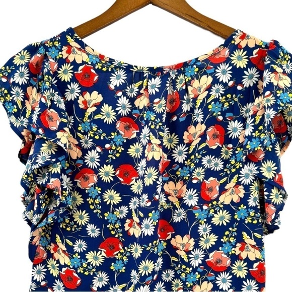 Sienna Sky Floral Ruched Crop Top Adjustable Front Womens Size Medium New - Picture 5 of 8